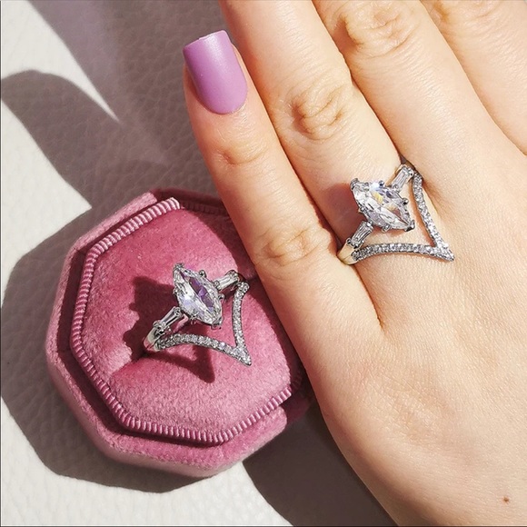 New Women’s 925 Silver Diamond Bridal Ring - Picture 2 of 4